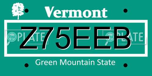Z75EEB Vermont License Plate