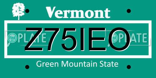 Z75IEO Vermont License Plate