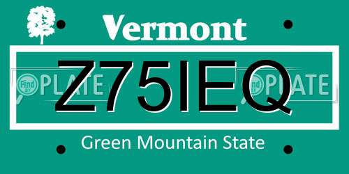 Z75IEQ Vermont License Plate