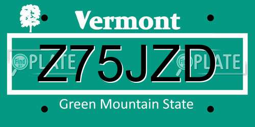 Z75JZD Vermont License Plate