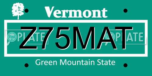 Z75MAT Vermont License Plate