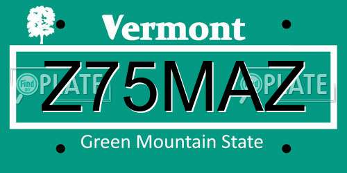 Z75MAZ Vermont License Plate