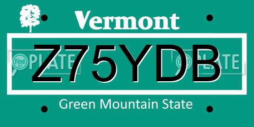 Z75YDB Vermont License Plate