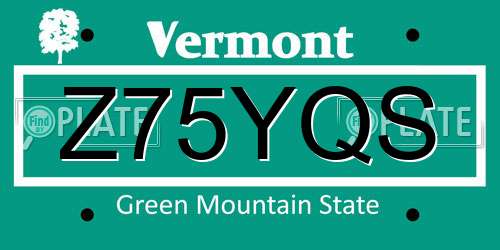 Z75YQS Vermont License Plate