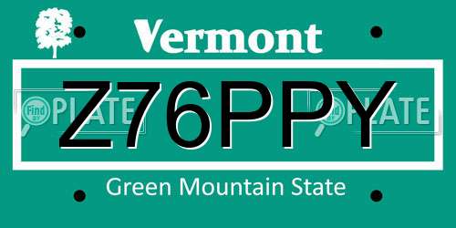 Z76PPY Vermont License Plate