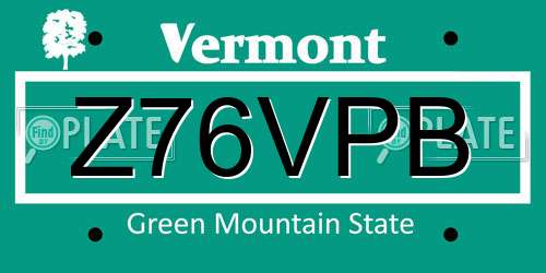 Z76VPB Vermont License Plate