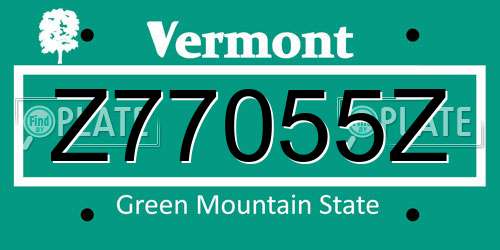 Z77055Z Vermont License Plate