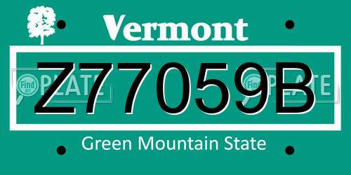 Z77059B Vermont License Plate
