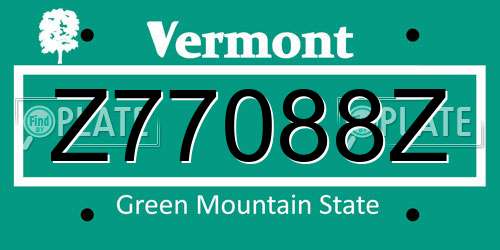 Z77088Z Vermont License Plate
