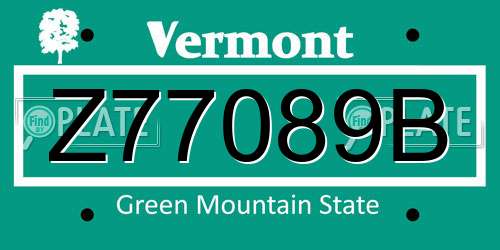 Z77089B Vermont License Plate