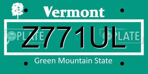 Z771UL Vermont License Plate
