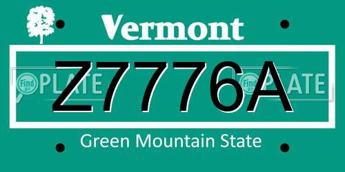 Z7776A Vermont License Plate