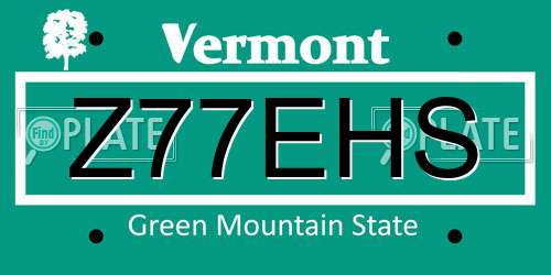 Z77EHS Vermont License Plate