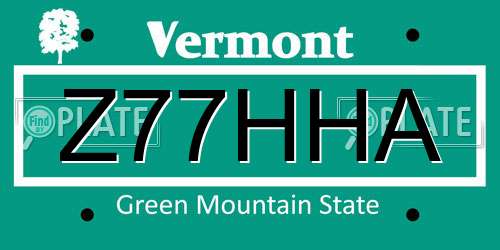 Z77HHA Vermont License Plate