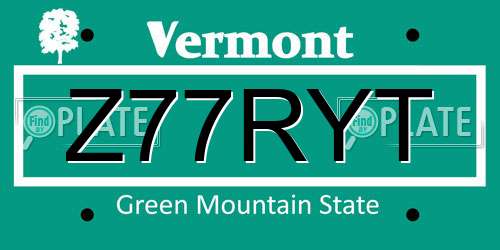 Z77RYT Vermont License Plate
