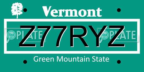 Z77RYZ Vermont License Plate