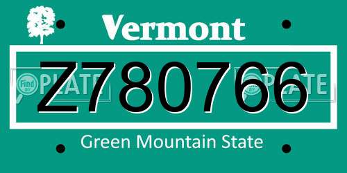 Z780766 Vermont License Plate
