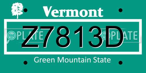 Z7813D Vermont License Plate