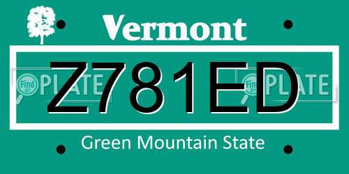Z781ED Vermont License Plate