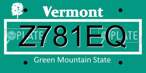 Z781EQ Vermont License Plate