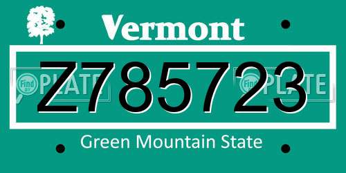 Z785723 Vermont License Plate
