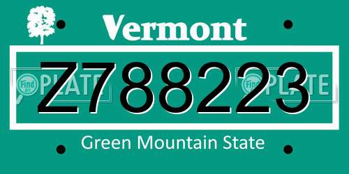 Z788223 Vermont License Plate