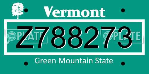 Z788273 Vermont License Plate