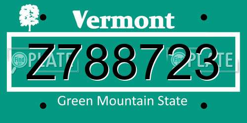 Z788723 Vermont License Plate