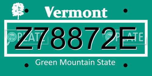 Z78872E Vermont License Plate