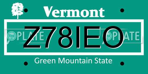 Z78IEO Vermont License Plate