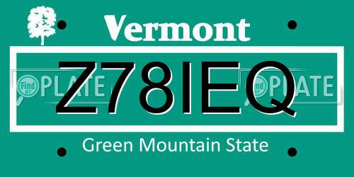 Z78IEQ Vermont License Plate