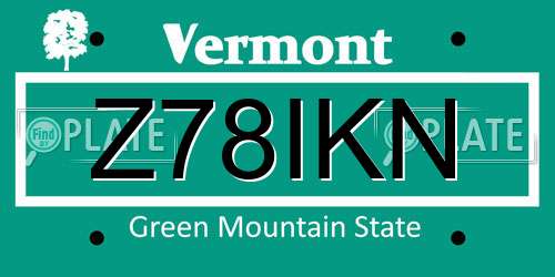 Z78IKN Vermont License Plate
