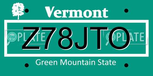 Z78JTO Vermont License Plate