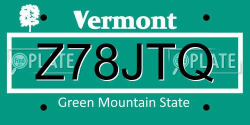 Z78JTQ Vermont License Plate