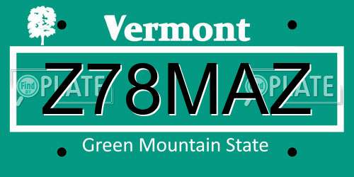Z78MAZ Vermont License Plate