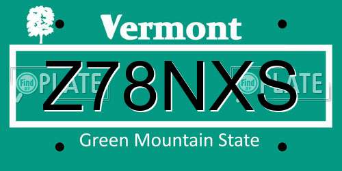 Z78NXS Vermont License Plate