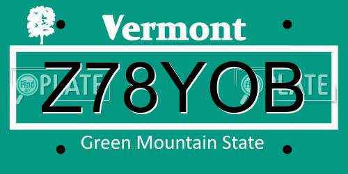 Z78YOB Vermont License Plate