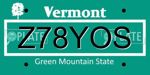 Z78YOS Vermont License Plate