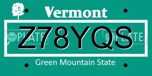 Z78YQS Vermont License Plate
