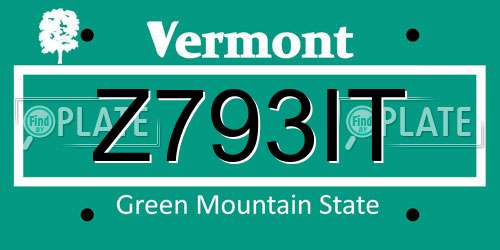 Z793IT Vermont License Plate