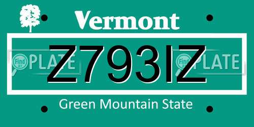 Z793IZ Vermont License Plate