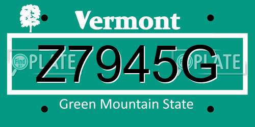 Z7945G Vermont License Plate