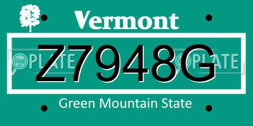 Z7948G Vermont License Plate