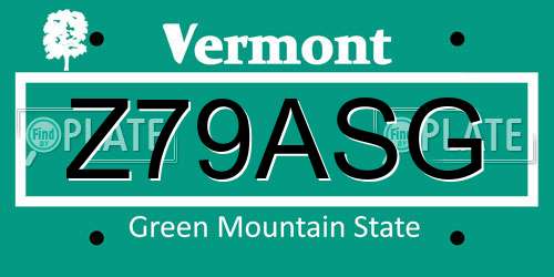 Z79ASG Vermont License Plate