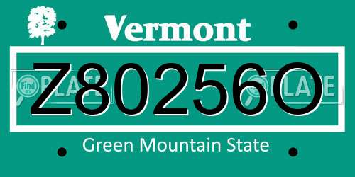 Z80256O Vermont License Plate