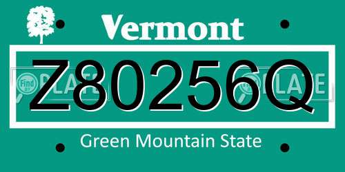 Z80256Q Vermont License Plate