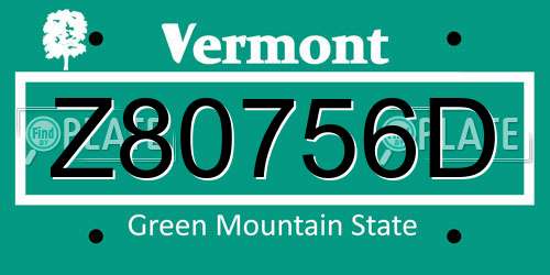 Z80756D Vermont License Plate