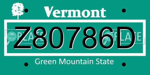 Z80786D Vermont License Plate