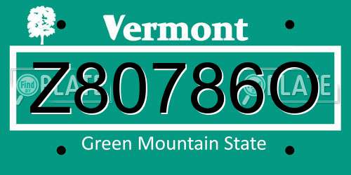 Z80786O Vermont License Plate