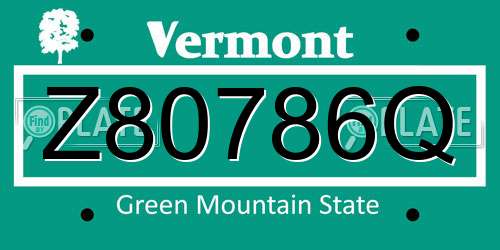 Z80786Q Vermont License Plate